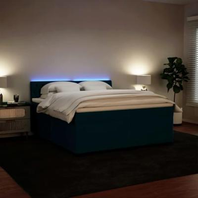 Boxspring met matras fluweel blauw 200x200 cm