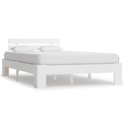 Bedframe met hoofdbord massief grenenhout wit 140x200 cm