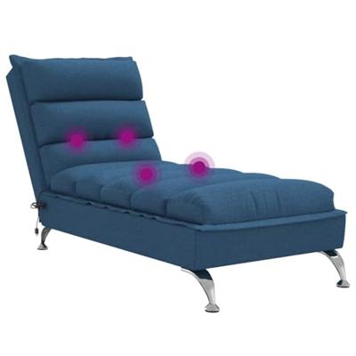 Massage chaise longue met kussens stof blauw