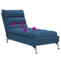 Massage chaise longue met kussens stof blauw - thumbnail