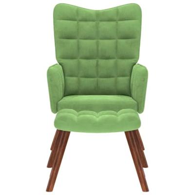 Relaxstoel met voetenbank fluweel lichtgroen