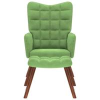 Relaxstoel met voetenbank fluweel lichtgroen - thumbnail