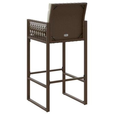 Tuinbarkrukken 2 st met kussens poly rattan bruin