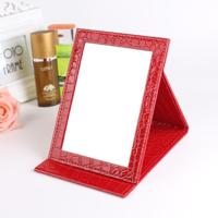 2 stks vierkante stand lederen make-up spiegel Alligator patroon draagbare cosmetische spiegel kleur: rood grootte: m15x 20.5 x 1.6 CM - thumbnail