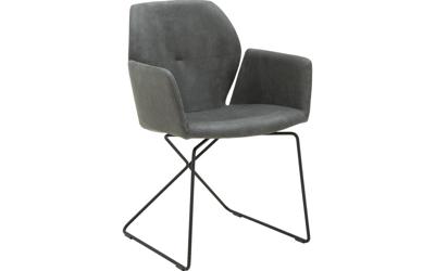 Goossens Excellent Eetkamerstoel Manzini antraciet leer met armleuning, modern design