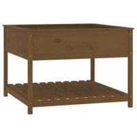 VidaXL Plantenbak met schap 111,5x111,5x81 cm grenenhout honingbruin - thumbnail
