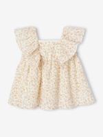 Ceremoniejurk met bloemen voor baby's met vlindermouwen wit, bedrukt - thumbnail