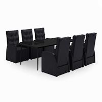 7-delige Tuinset met kussens zwart - thumbnail