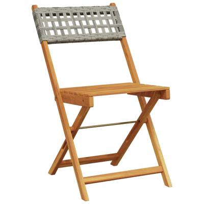 Tuinstoelen 6 st inklapbaar poly rattan en massief hout grijs - thumbnail