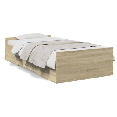 Bedframe met lades bewerkt hout sonoma eikenkleurig 75x190 cm
