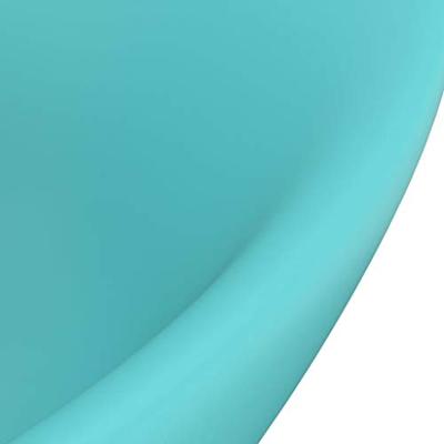 VidaXL Wastafel met overloop ovaal 58,5x39 cm keramiek mat lichtgroen