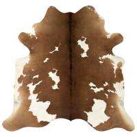 VidaXL Vloerkleed 150x170 cm echte runderhuid bruin en wit - thumbnail