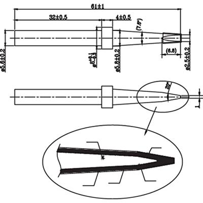 TOOLCRAFT KK-23045P Tip D Soldeerpunt Beitelvorm Grootte soldeerpunt 5.6 mm Inhoud: 1 stuk(s)