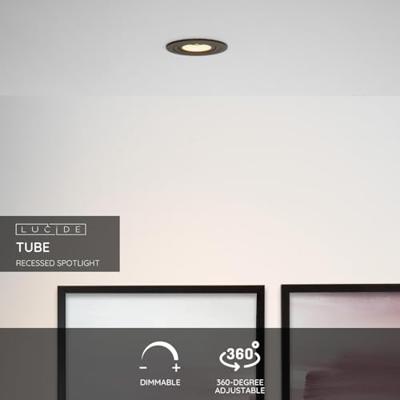 Lucide TUBE - Inbouwspot - Ø 9,2 cm - 1xGU10 - Zwart