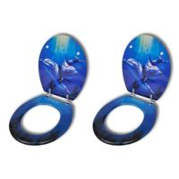 Toiletbrillen met deksel 2 st dolfijn MDF - thumbnail