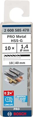 Bosch Accessories 2608585470 HSS Metaal-spiraalboor 1.4 mm Gezamenlijke lengte 40 mm Geslepen DIN 338 Cilinderschacht 10 stuk(s)
