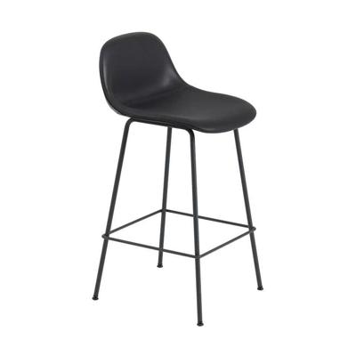Muuto Fiber barkruk met rugleuning gestoffeerd H65 black