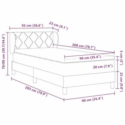 Boxspringbed met matras fluweel lichtgrijs 90x200 cm