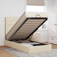 Ottoman bed met matras 90x190cm stof crèmekleurig - thumbnail