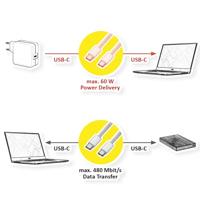 ROLINE USB 2.0 kabel, type C-C, ST/ST, siliconen, 60W, zwart, 1m - thumbnail