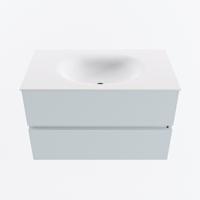 MONDIAZ VICA 80cm badmeubel onderkast Clay 2 lades. Wastafel MOON midden 1 kraangat, kleur Talc. - thumbnail