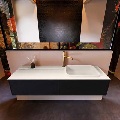 Badkamermeubelset Mondiaz Erin 150 cm met 2 Lades met RIDGE Wastafel Rechts Linen met 1 kraangat Greeploos Mat Urban Badkamermeubelset Mondiaz Erin 150 cm met 2 Lades met RIDGE Wastafel Rechts Linen met 1 kraangat Greeploos Mat Urban