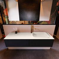 Badkamermeubelset Mondiaz Erin 150 cm met 2 Lades met RIDGE Wastafel Rechts Linen met 1 kraangat Greeploos Mat Urban - thumbnail