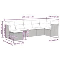 7-delige Loungeset met kussens poly rattan bruin - thumbnail