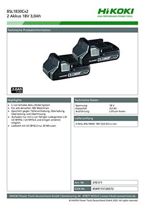BSL1830C TWIN PACK BATTERIJ 18V 3,0Ah Li-Ion