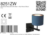 Steinhauer Velvet wandlampStang blauw met zwart - 8251ZW - thumbnail