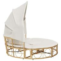 Loungebed voor buiten met luifel en kussens poly rattan - thumbnail