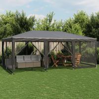VidaXL Partytent met 10 mesh zijwanden 6x4 m hdpe antracietkleurig - thumbnail