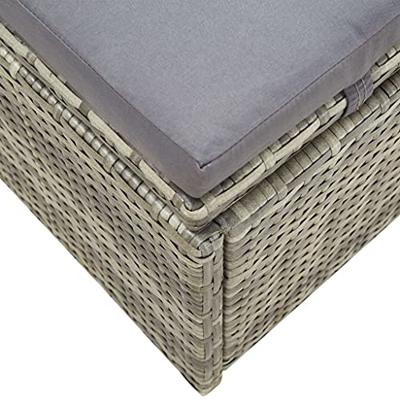 Ligbed met kussen poly rattan grijs - thumbnail
