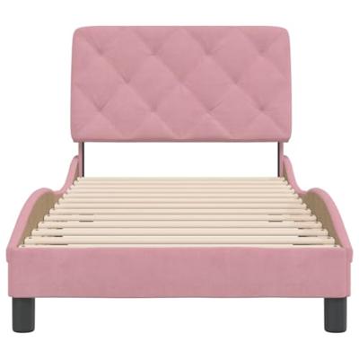 Bedframe zonder matras fluweel roze 90x190 cm