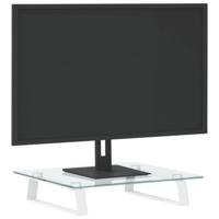 VidaXL Monitorstandaard 40x35x8 cm gehard glas en metaal wit - thumbnail