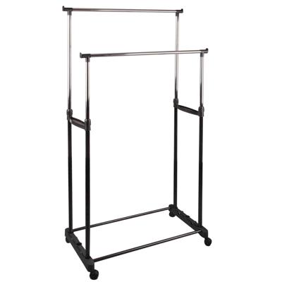 Gebor - Dubbele Kledingrek Op Wielen Met Instelbare Hoogte – Mobiel Kleding Rek – Opbergen - Garderobe - 80 X 42 Gebor - Dubbele Kledingrek Op Wielen Met Instelbare Hoogte – Mobiel Kleding Rek – Opbergen - Garderobe - 80 X 42