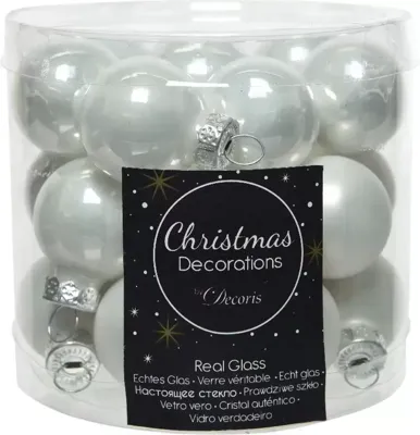 Decoris kerstballen set glas 24st winterwit 2,5cm