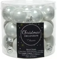 Kerstballen Glas Ø2,5cm Winter Wit 24st - thumbnail