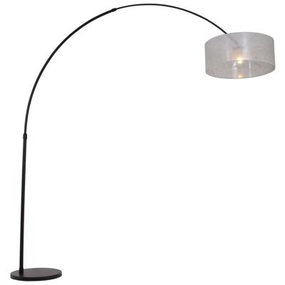 Steinhauer BooglampStresa zwart met zilver sizoflor kap - 9833ZW