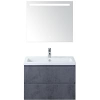 Vogue Badmeubelset 80 cm - Greeplijst in Kleur - Beton Antra - Keramische Wastafel Wit 1 Kraangat met Sence Spiegel - thumbnail