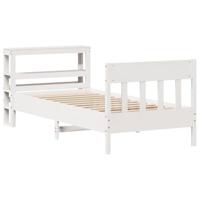 Bedframe zonder matras massief grenenhout wit 75x190 cm - thumbnail