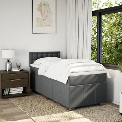 Boxspring met matras stof donkergrijs 120x200 cm - thumbnail