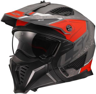 LS2 modulaire helm "of606 drifter devor" helmet of606 drtifer devor l sil./titan./red