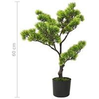 Kunstplant met pot pinus bonsai 60 cm groen - thumbnail
