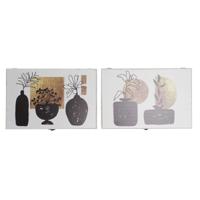 Decoratieve Doos DKD Home Decor Wit Zwart Gouden Hout MDF Modern Vaas (2 Stuks) - thumbnail