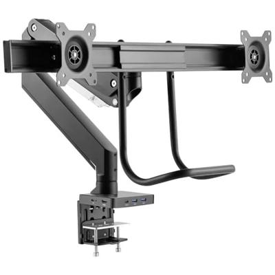 SpeaKa Professional SP-MM-820 2-voudig Monitor-tafelbeugel 43,2 cm (17) - 81,3 cm (32) Geïntegreerd dockingstation, Gasdruktechniek, Kantelbaar, Zwenkbaar