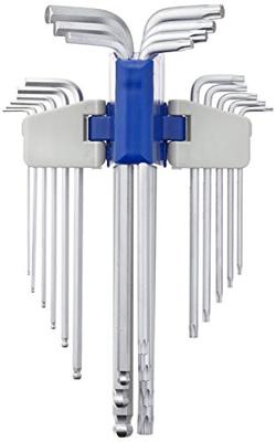 Promat/Tecwerk Haakse schroevendraaierset | 18-delig kunststof houder | SW 1,5 - 10 mm - T10 - T50 | lang universeel S2-staal - 4000825118