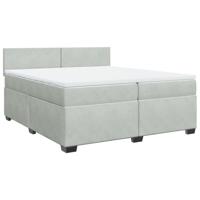 Boxspring met matras fluweel lichtgrijs 200x200 cm - thumbnail