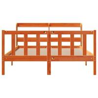 Bedframe met hoofdbord massief grenenhout wasbruin 135x190 cm - thumbnail