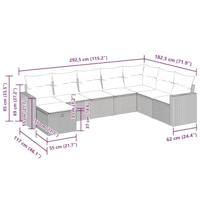 8-delige Loungeset met kussens poly rattan grijs - thumbnail